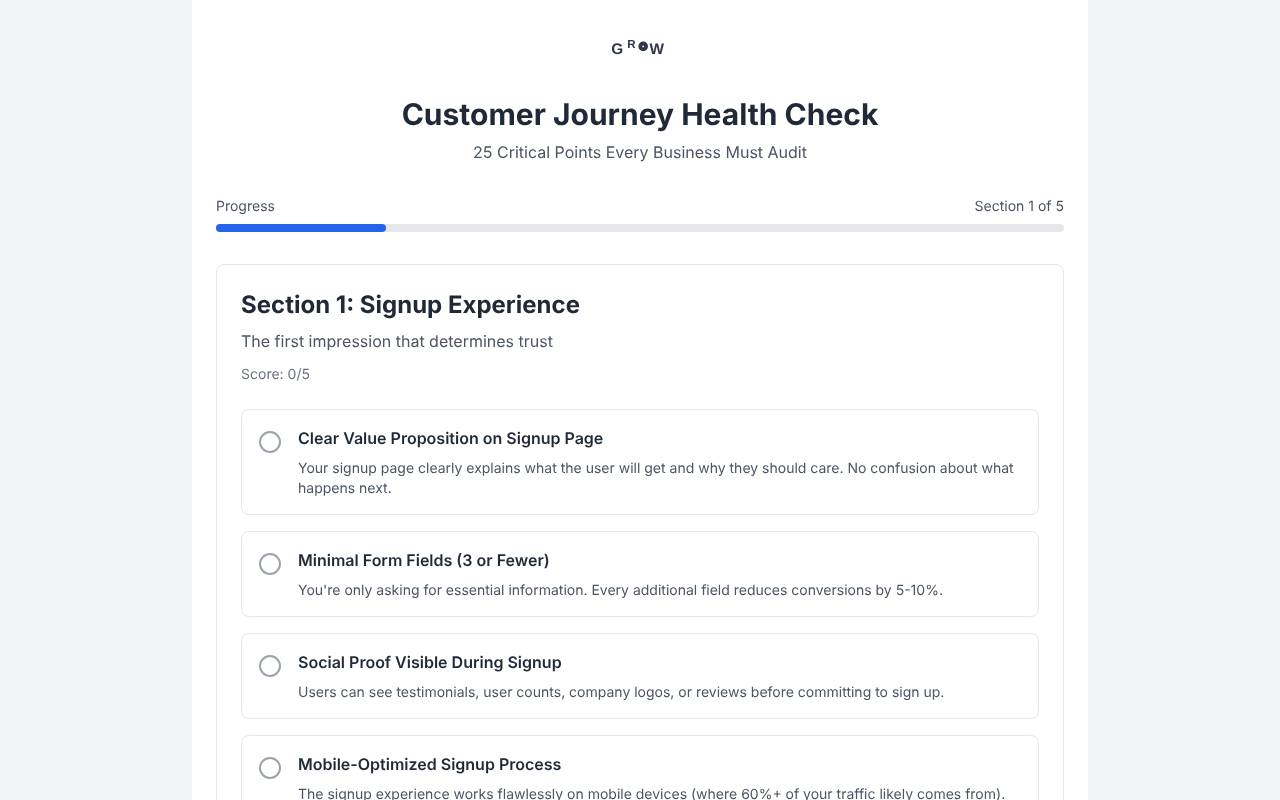 Screenshot of GrowNowNow Free Audit