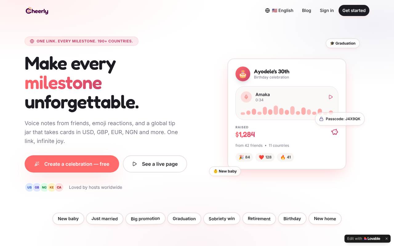 Screenshot of Cheerly