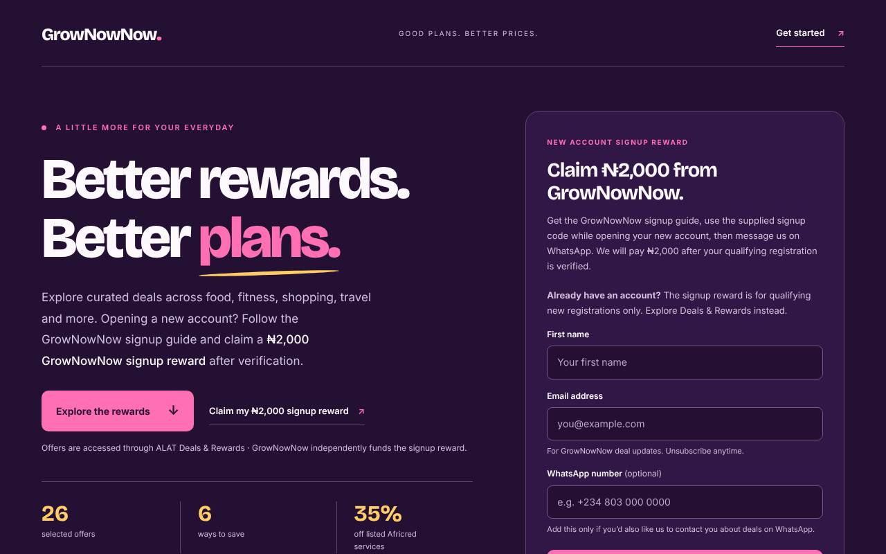 Screenshot of GrowNowNow Deals