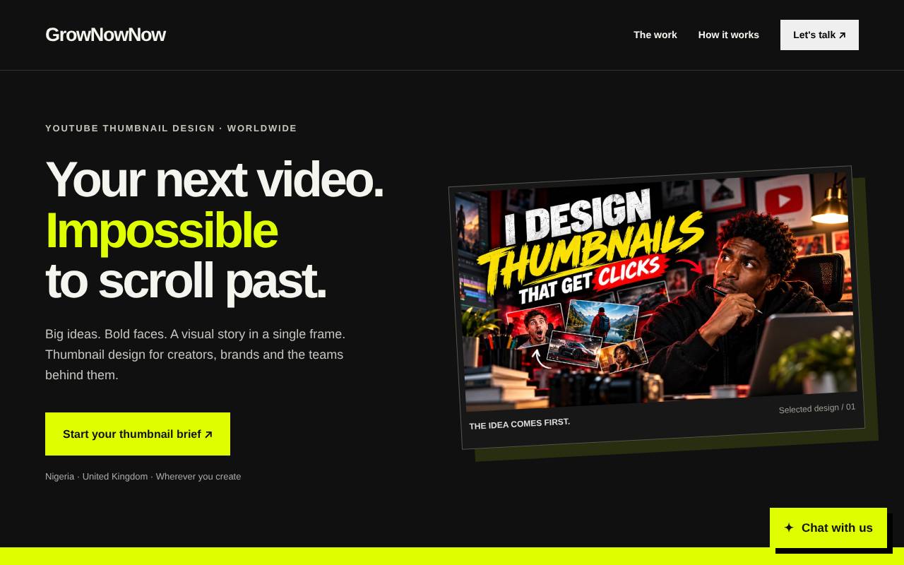 Screenshot of Thumbnail Design Portfolio